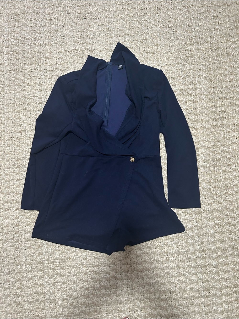 SHEIN Navy Long-Sleeve Blazer Romper